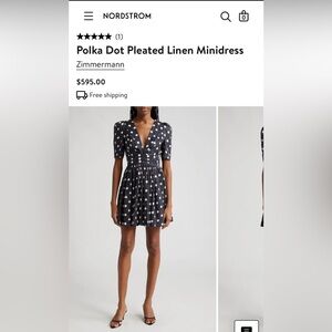 Polka Dot Pleated Linen Minidress - Zimmermann